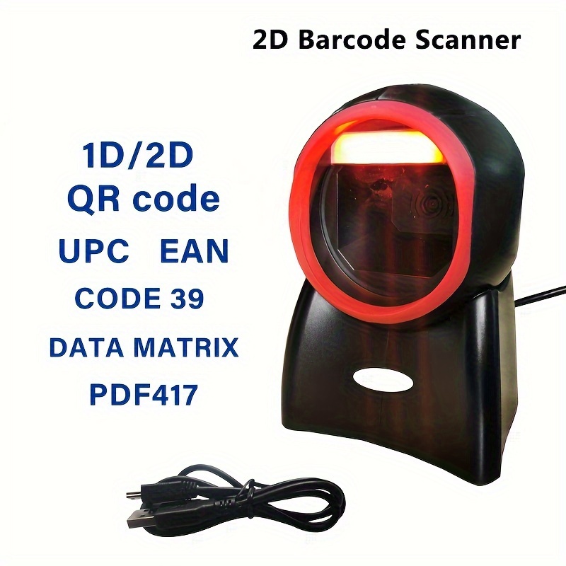 High Speed Barcode Scanner 1D/2D/QR Code Scanner 2.4G Wireless & USB Wired Bar  Code Reader with Multi-Functional Base Compatible with Windows Android