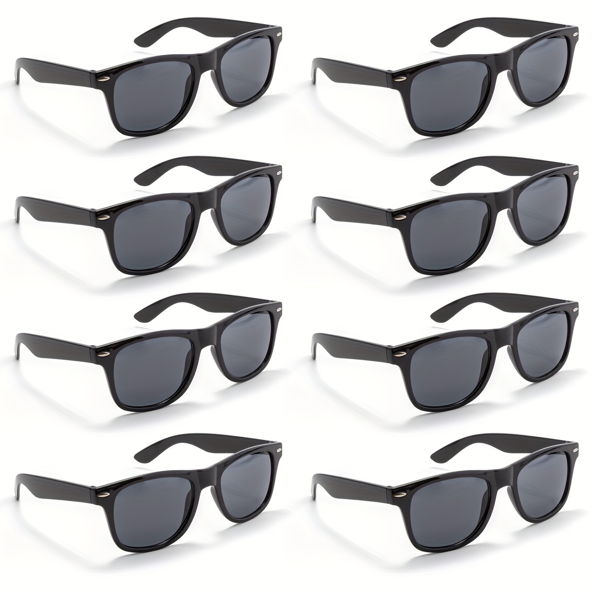 

8 paires de lunettes de soleil rondes noires décontractées, adaptées aux voyages en plein air, aux fêtes de vacances, à la plage d'été, à la décoration des navetteurs.