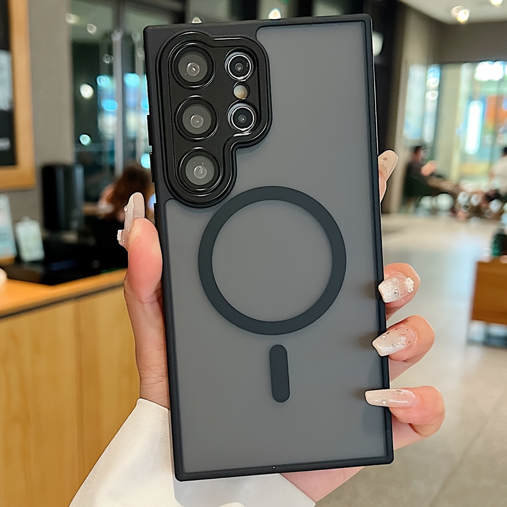 TEMU Phone Case - New Frosted Magnetic Phone Case For Galaxy S26 S25 S24 S23 S22 Fe Series, Luxury Matte Translucent Phone Case, Supports Wireless