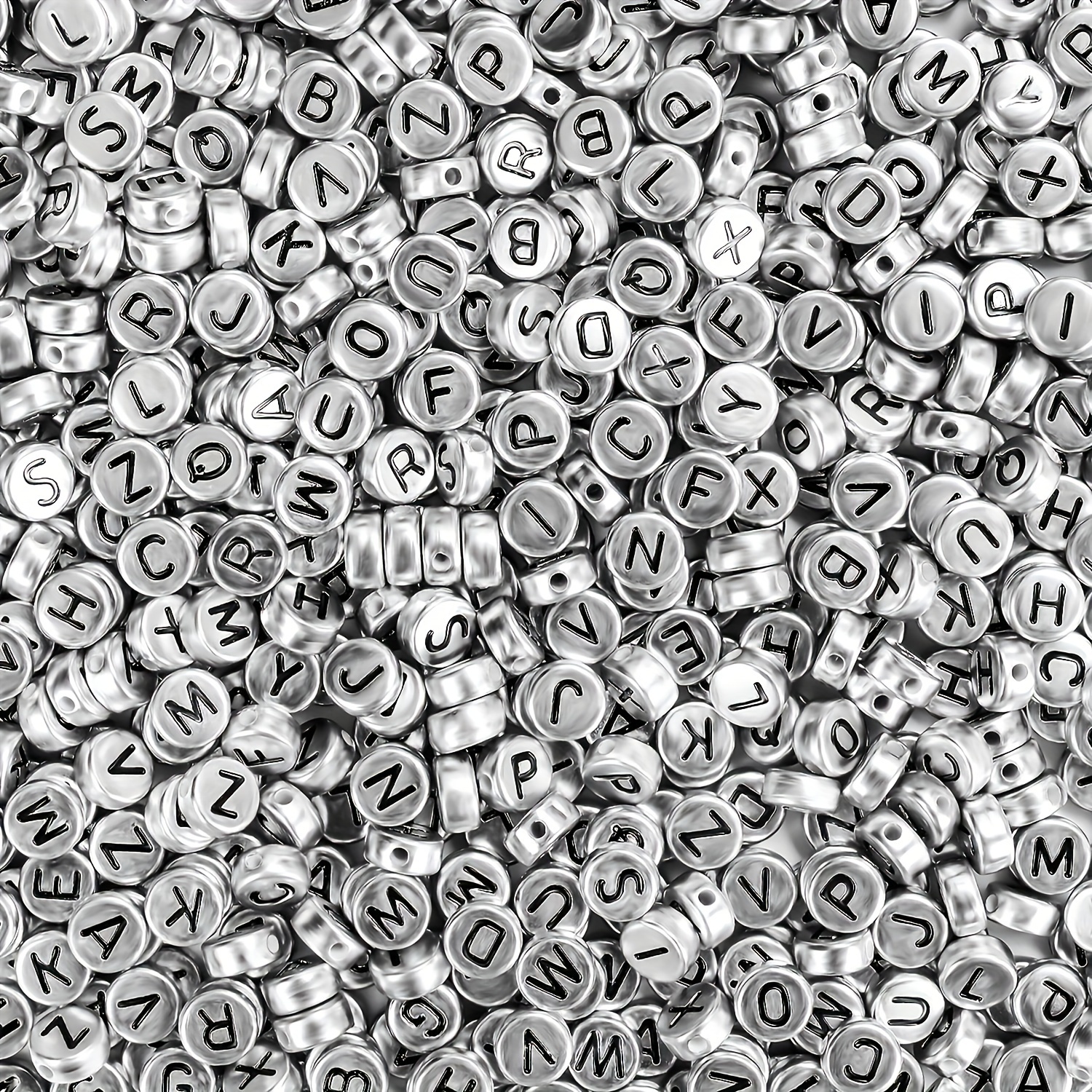 

500/1000pcs Silvery Acrylic A-z Letter Beads For Jewelry Making