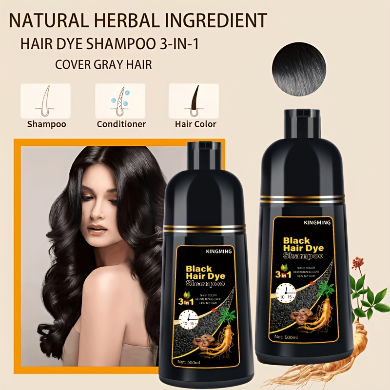 Image of One-wash | 3-in-1 Herbal Hair Dye Shampoo With Ginger And Polygonum Multiflorum, Scalp-friendly And Non-harmful To Hair