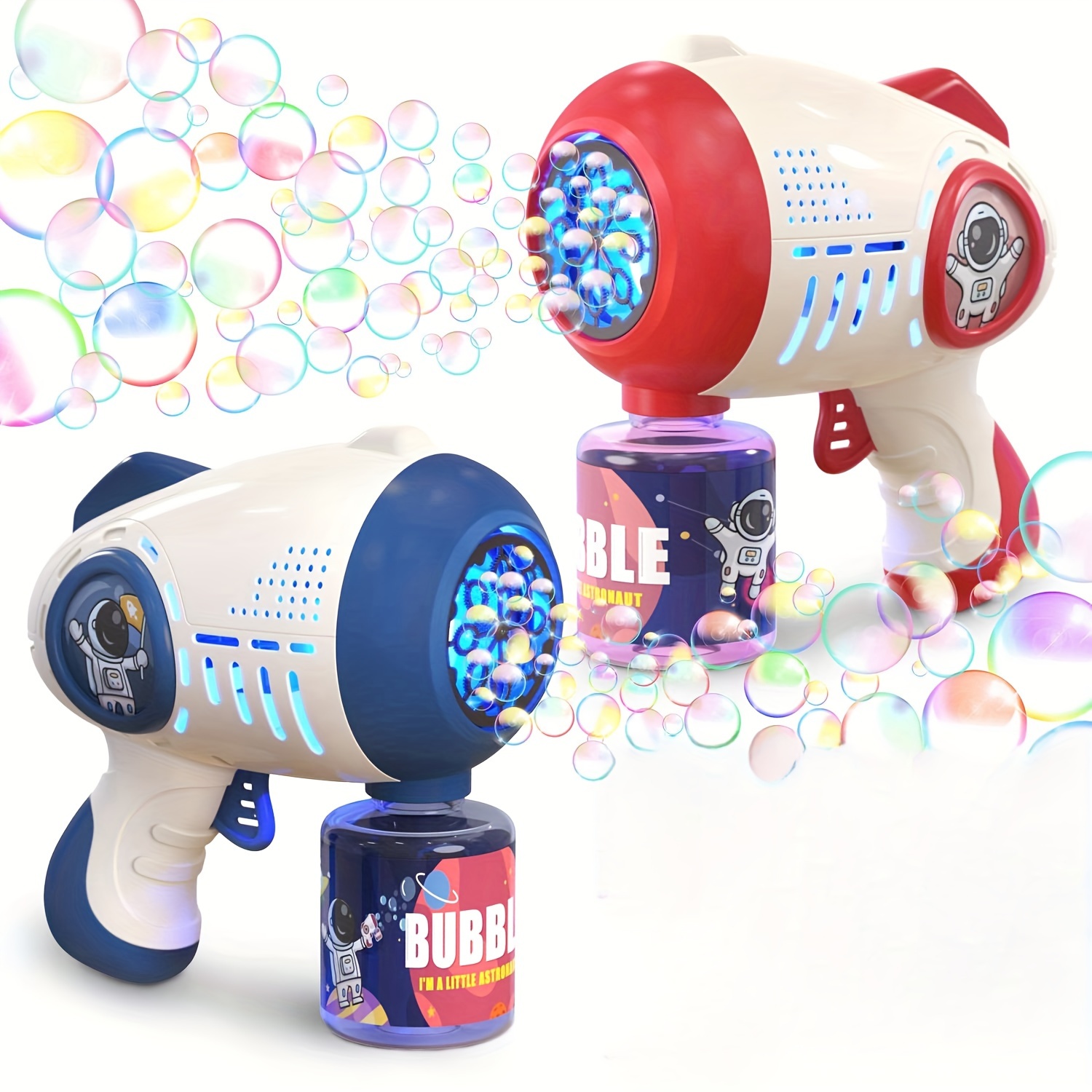 

1 Bubble Guns For Kids Toddlers With 1 Bottles Bubble Solution, 360-degree Leak-proof Design Bubble Blower For Party Favors, Summer Toy, Outdoors Activity (excluding Batteries)