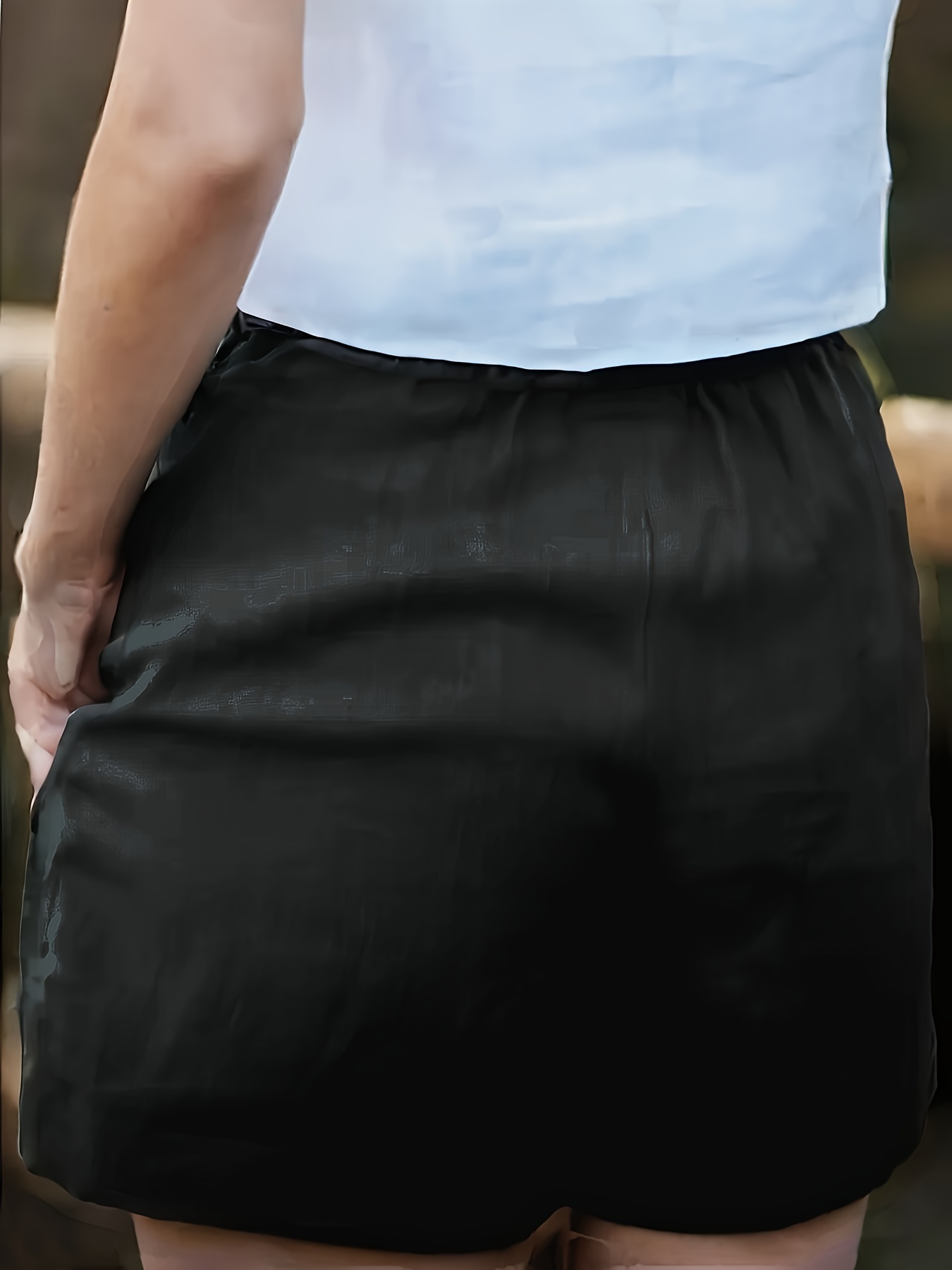 Women's High-Waisted Blend Casual Shorts, Solid Color, Non-Stretch Fabric, Spring Summer Autumn, Wide Waistband and Slant Pocket, Linen Texture