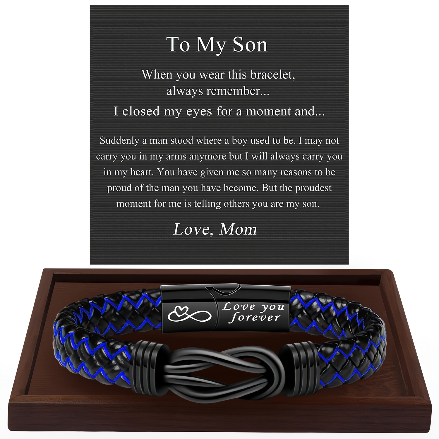 TEMU 1pc Charm Valentine's Day, Easter, Season, Teacher's Day Pu Knotted Gift Bracelet For Husband Boyfriend For Man Dad Son, From Wife Girlfriend