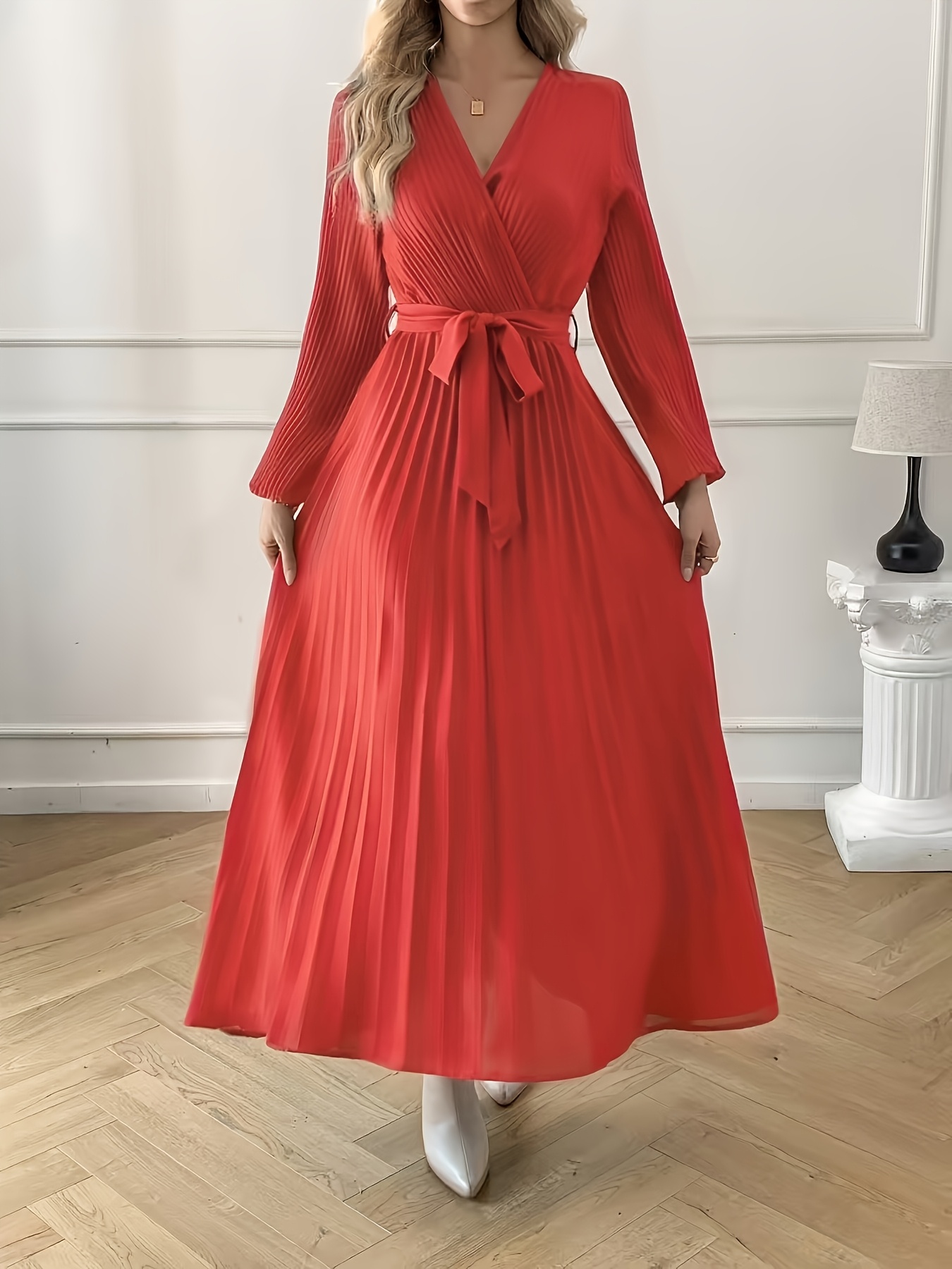 flowy maxi dress women Della Solid Dress