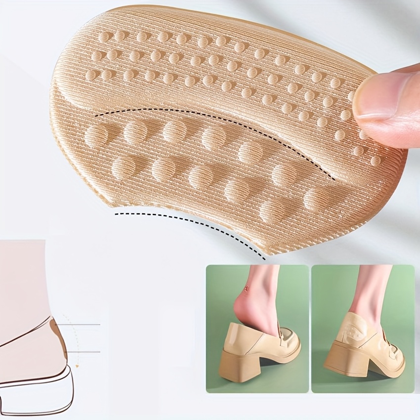 4pcs Self-Adhesive Heel Cushions in Beige, Black & Brown - Hypoallergenic Polyester, Anti-Slip & Blister Inserts for Shoes That Are Too Big, Shoe Inserts
