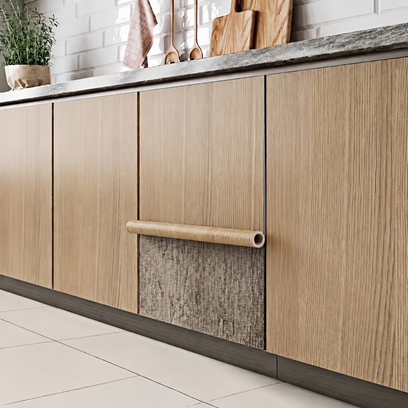Image of Cabinet Self-adhesive Waterproof Stickers, Easy To Operate, Tear And Paste, Kitchen Cabinet Doors, Cabinets, Wood Grain Furniture Renovation And Stickers