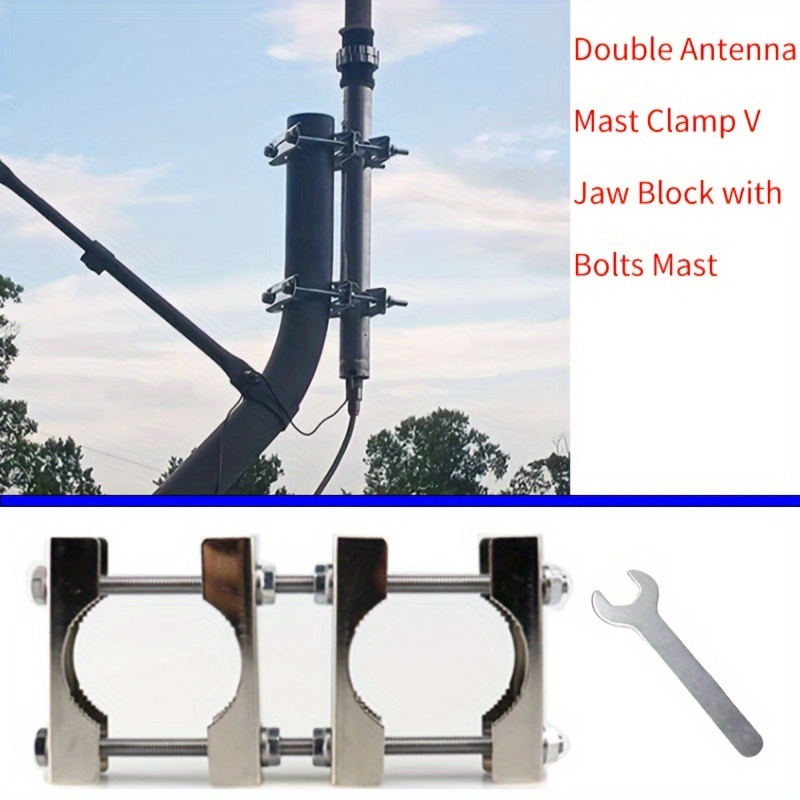 TEMU Heavy-duty Mast Block With Bolts, Double Antenna Mast Clamp For Tower To Tower Mounting, Industrial Steel Support For Wifi, Cellular, Ham Radio, Tv Antenna, Fishing Rod, Flagpole, Patio Umbrella