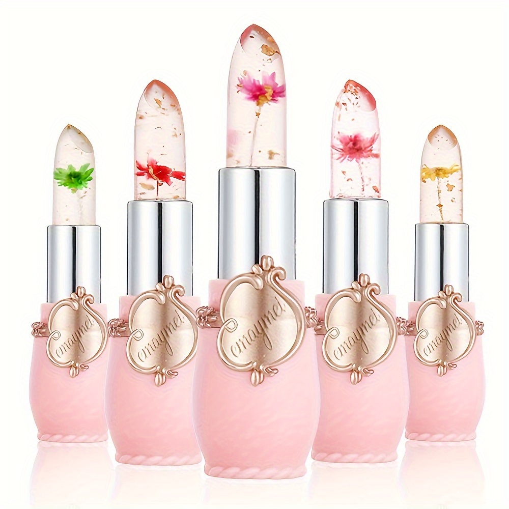 6pcs set transparent jelly color changing lipstick temperature changing flower lip balm hydrating moisturizing lip care lip balm lip moisturizer keep lip long lasting effect new year gift valentines day gift details 0