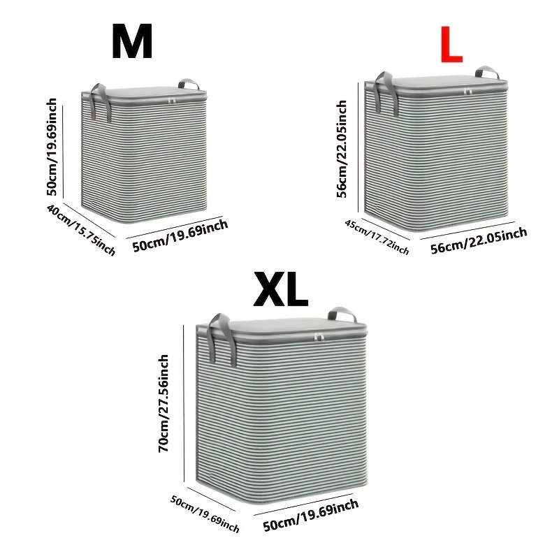 TEMU Large-capacity Zippered Storage Bag, Foldable Clothing And Quilt Storage Box, Non-woven Fabric Storage Basket With Reinforced Foldable Handles,