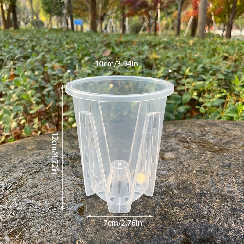 TEMU 5pcs Orchid Pots With Holes Transparent Orchid Basin Breathable Plastic Flower Pots Are Very Suitable For Outdoor And Indoor Use Gardening Gift