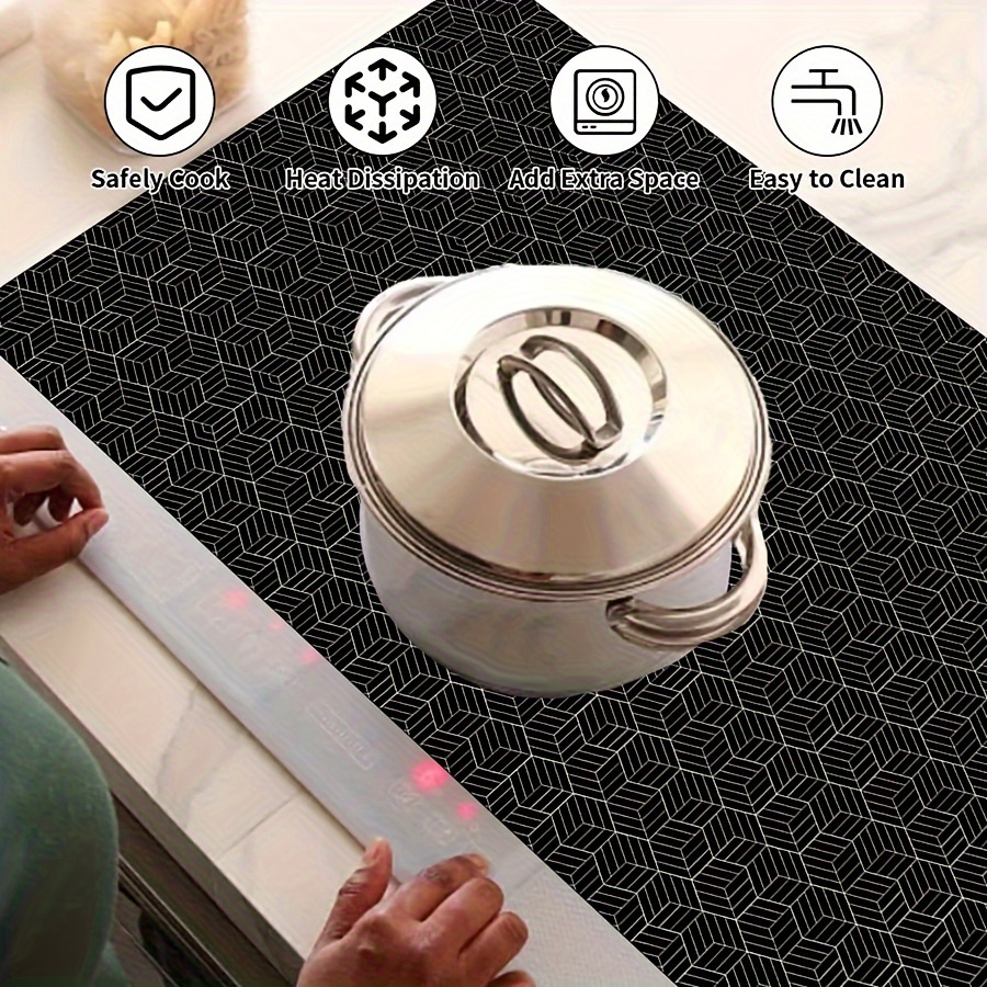 oversized silicone mat for cooktops measuring 78.23 cm by 52.07 cm - customizable fit, non-slip, heat-resistant stove guard, easy to clean, scratch-resistant cover suitable for induction and electric burners, made from spandex material, ideal for christmas, halloween, easter, hanukkah, and thanksgiving. details 7