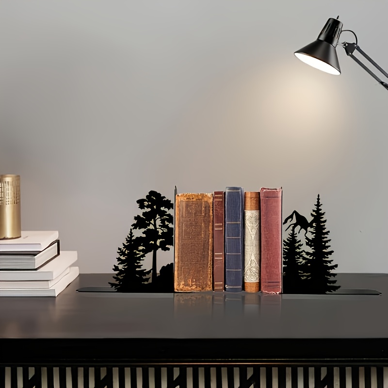 TEMU Metal Bookends â Elegant Tree-shaped Bookends From Metal, Suitable For Home, Office, And Study Use. Decorative Bookcase Organizers And Book