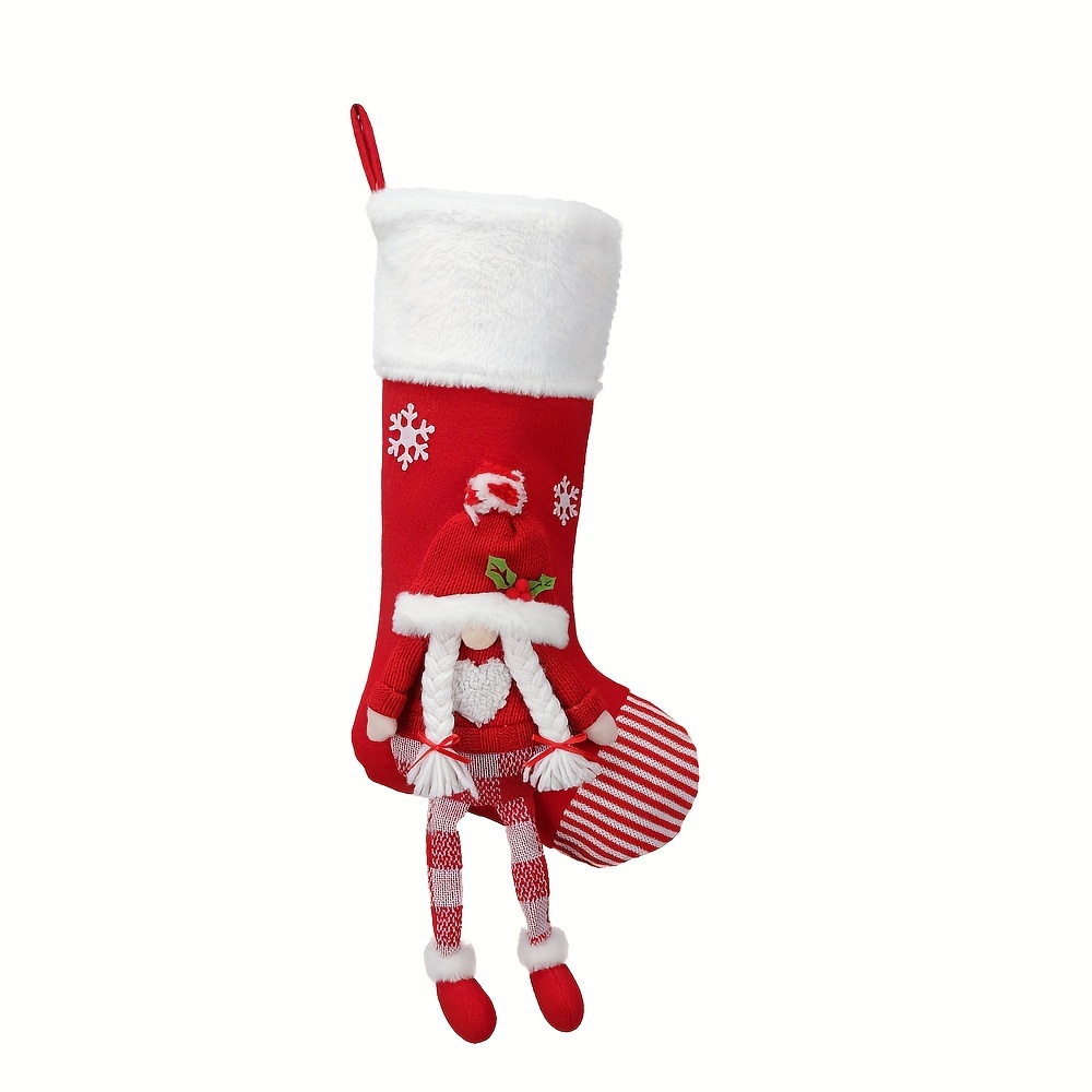 TEMU Custom Embroidered Red Christmas Stockings - Personalized Name, Large 18