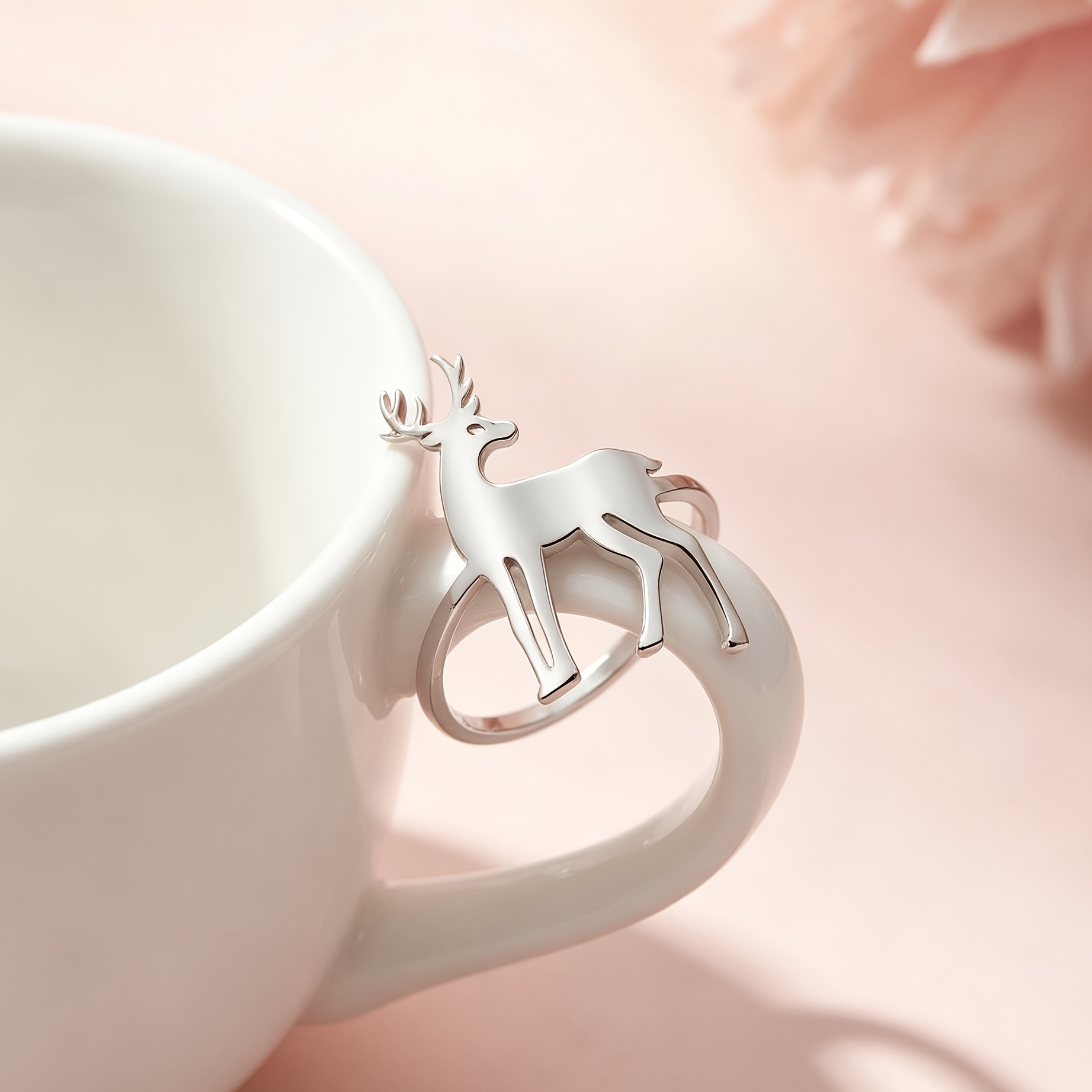 Deer Couple Closed Ring, Cute Design for Everyday Wear
