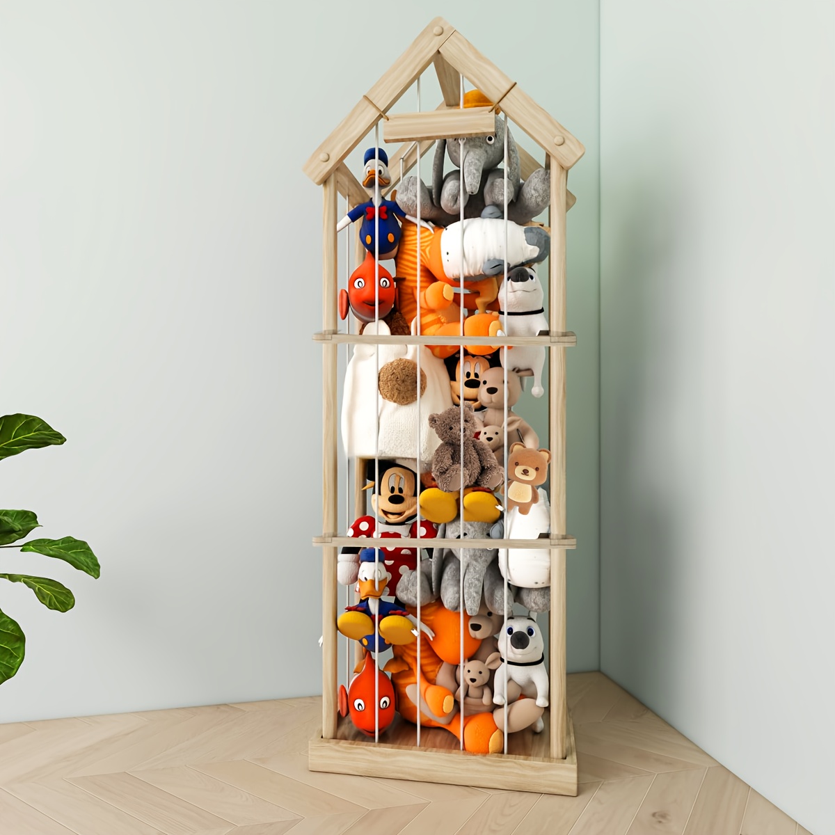Rangement d'animaux en peluche Rangement d'animaux en peluche Zoo Bois  Organisateur de jouets souples Porte-jouets en peluche Organisateur de  chambre