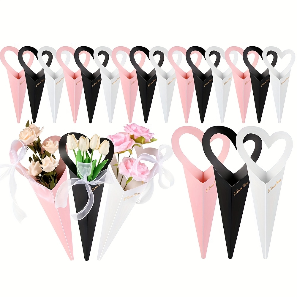 TEMU Gift For Her/him 15pcs Valentine's Day Bouquet Bag Party Supplies Set, Suitable For Valentine's Day Mother's Day Heart-shaped Box Single Flower