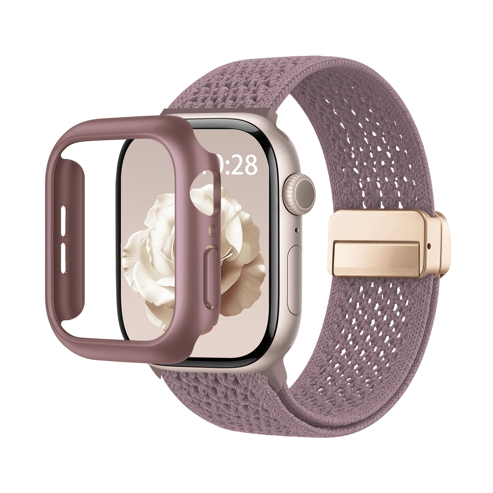 TEMU 2pcs Breathable Compatible With For Watch Bands 38mm 40mm 41mm 42mm 44mm 45mm 46mm 49mm, Women Men Braided Nylon Magnetic Clasp Strap And Pc