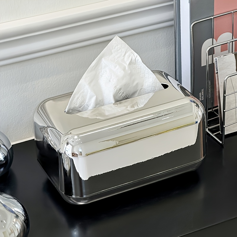 1pc/european-style Retro Tissue Box Light Shape Electroplating Luxury Tissue Box, Very Suitable For Bathroom And Home Organization