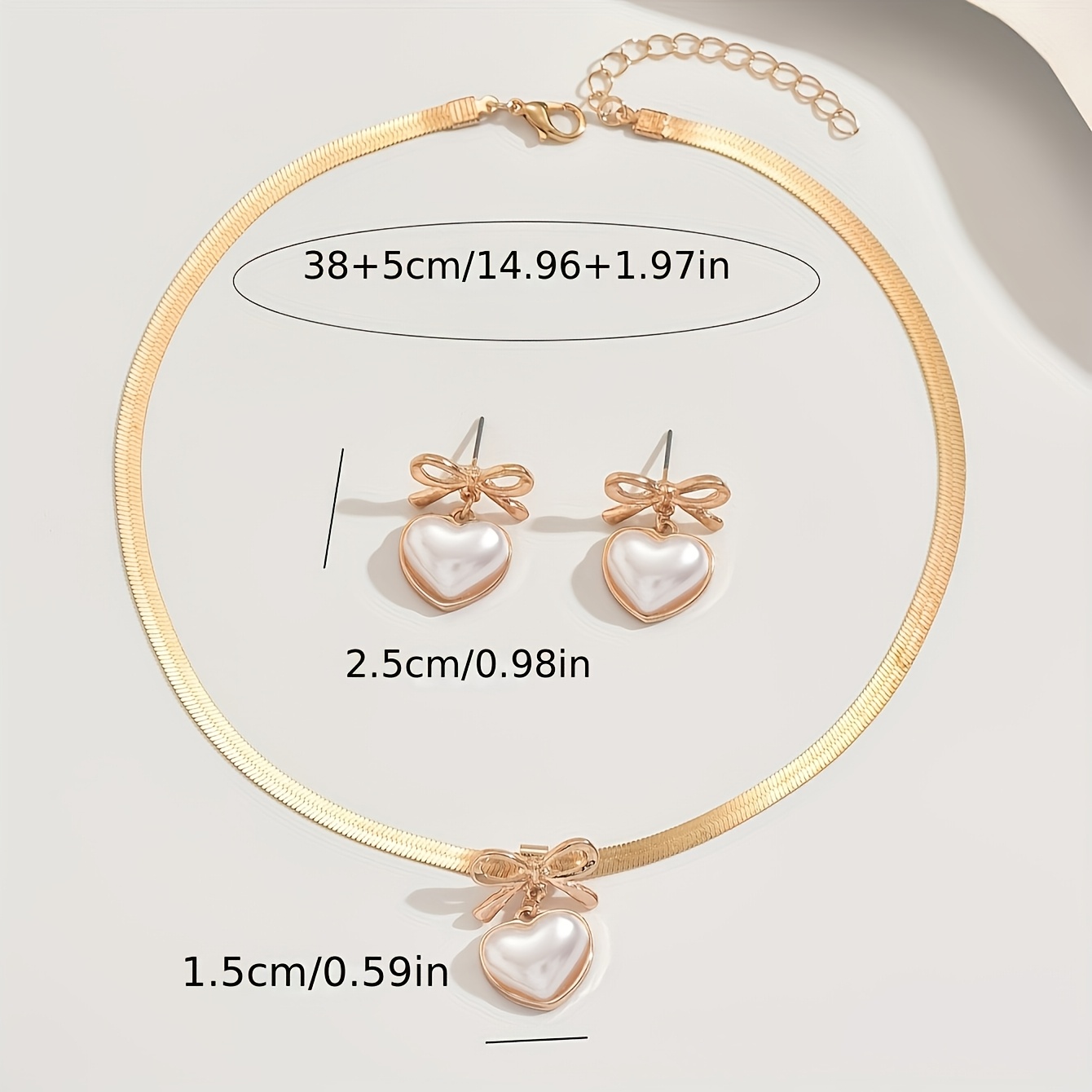 2pcs Elegant Blade Chain Bow Necklace & Earrings Jewelry Set