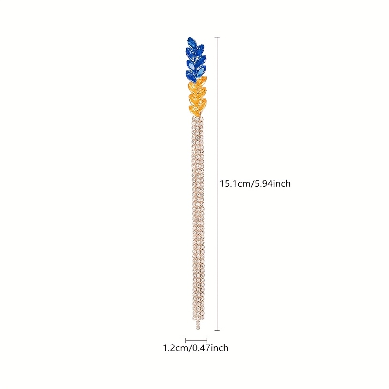 TEMU Luksuriøs Kvinnens Frynsebrosje - Dobbeltfarget Blå & Gullhvete Design med Detaljer, Elegant Kragepinne for Kjoler, Blazers og Skjerf – Allsidig