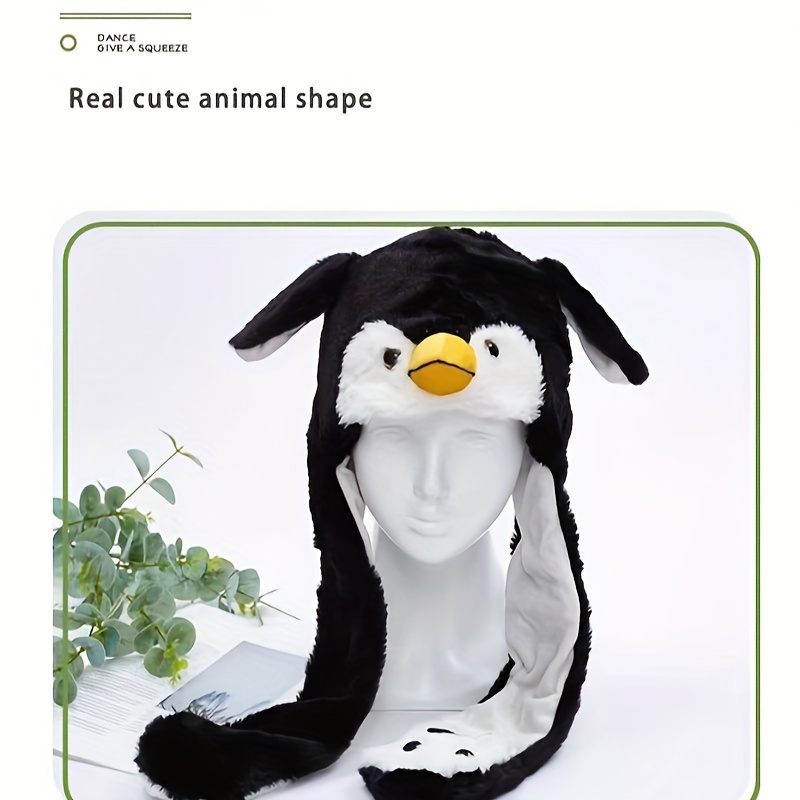 

Penguin Hat With Ears - Breathable Plush, Perfect Funny Christmas Gift For