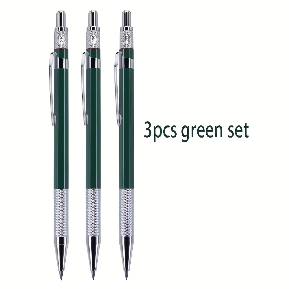 TEMU 3pcs/set New-color Metal Mechanical Pencil 2.0mm Suitable For Office Writing Sketch Painting |back To School | Back To School | Cheap School