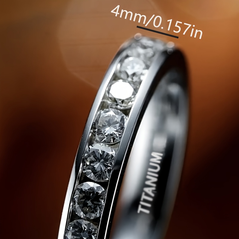 Titanium Steel Full Circle Synthetic Zirconia Ring