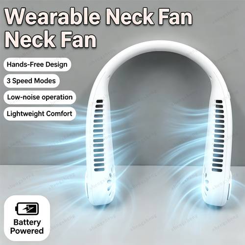 item picture 2026 compact neck fan multi functional usb rechargeable fan with adjustment suitable for outdoors office shopping and festivals