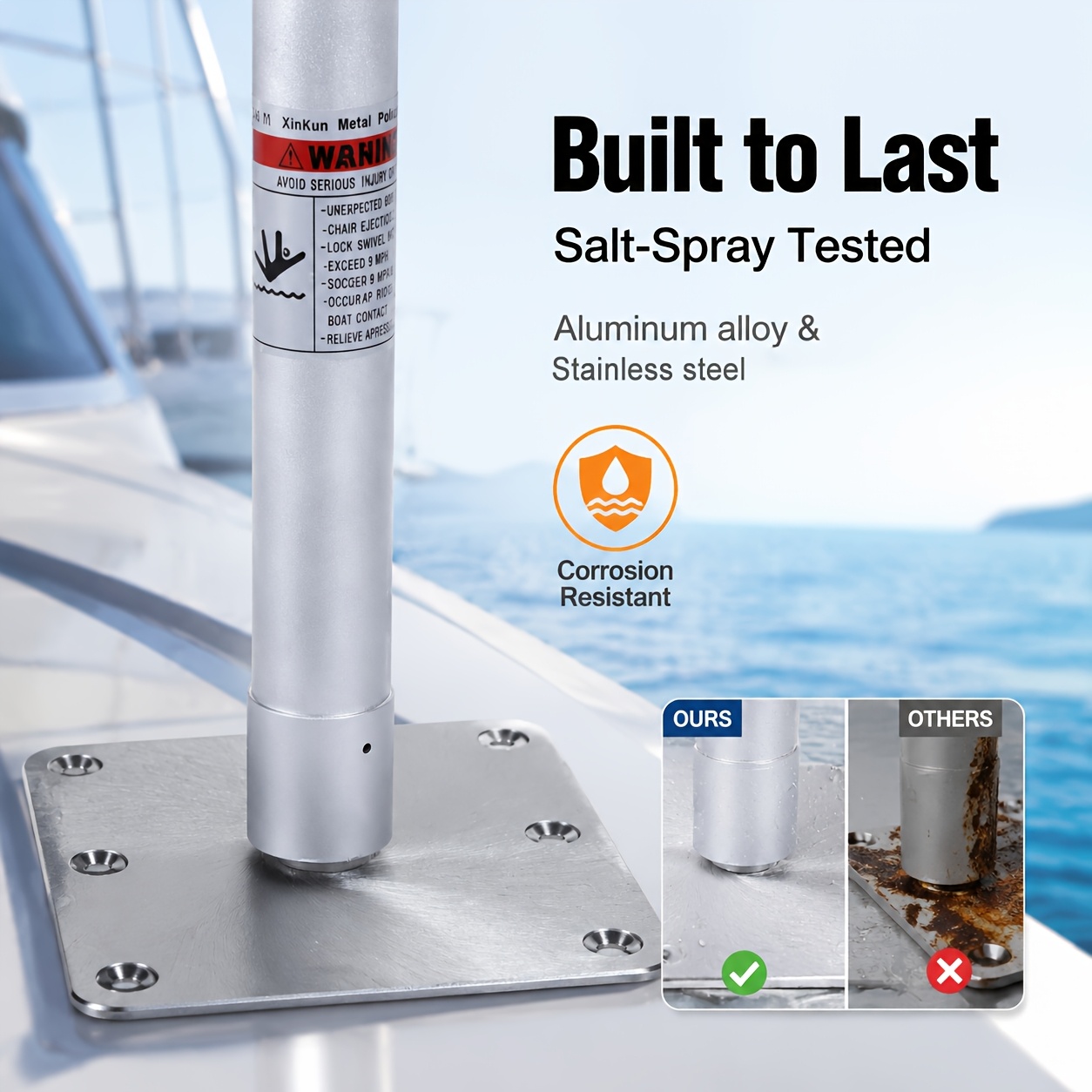 Marine Seat Base Kit with 360° Rotating Mount