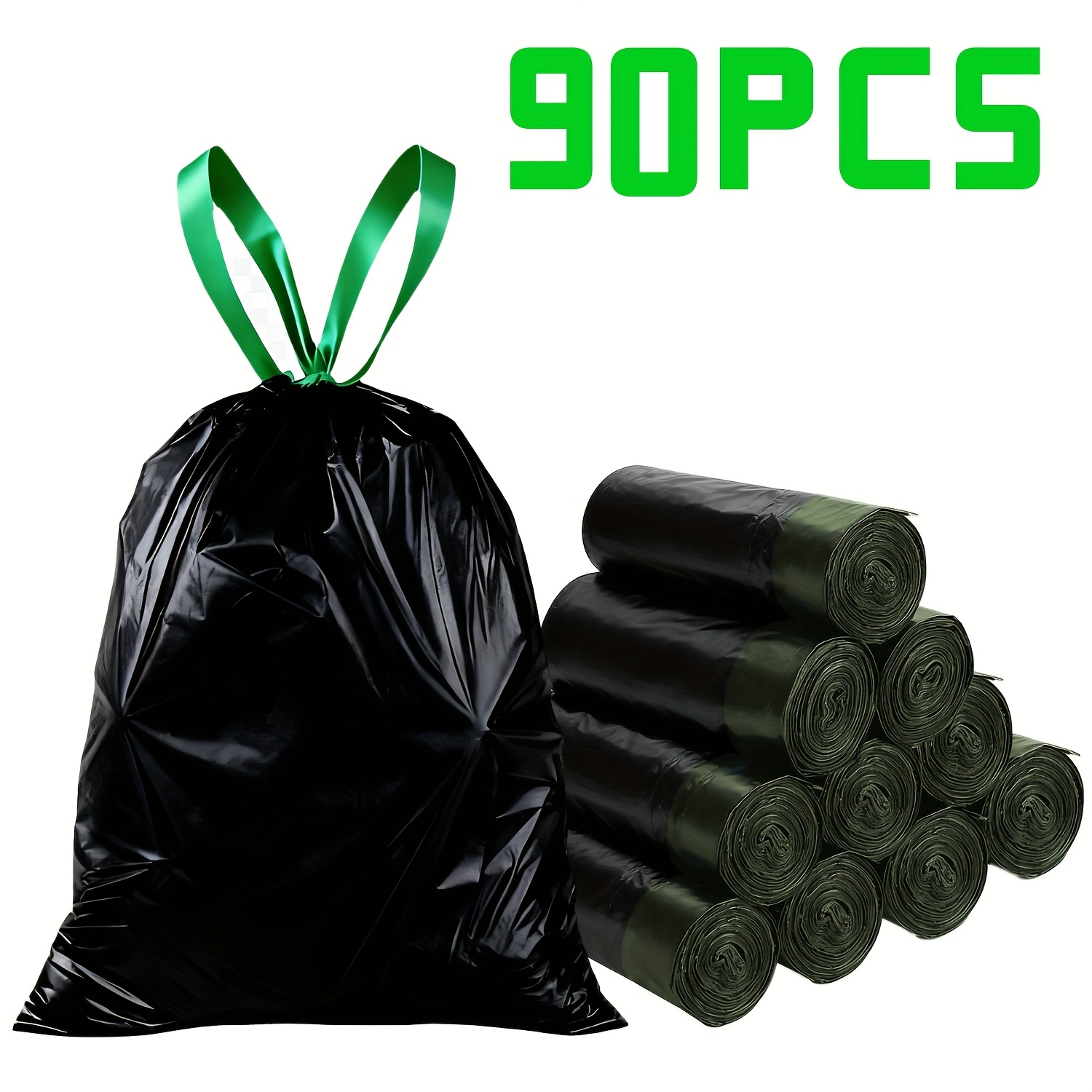 30 Gallon Heavy Duty Industrial Garbage Bags, Tear-Resistant, Odorproof, 90 Count (3 Rolls) Drawstring Black Trash Bags for Commercial, Gard