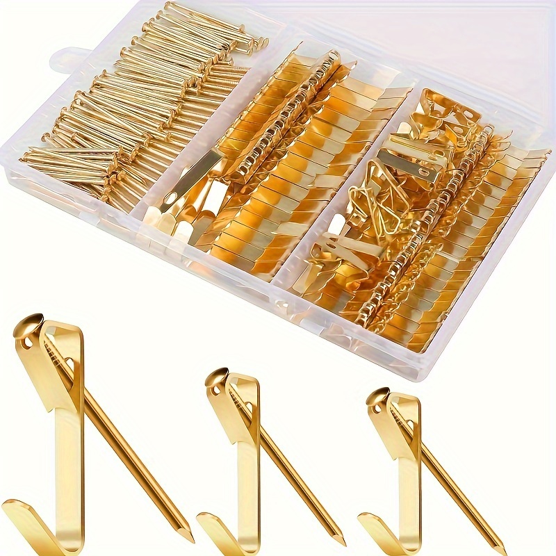 

100 Pcs Metal Picture Hanging Kit With Nails: Wall Mountable, Suitable For Drywall And Wooden Surfaces