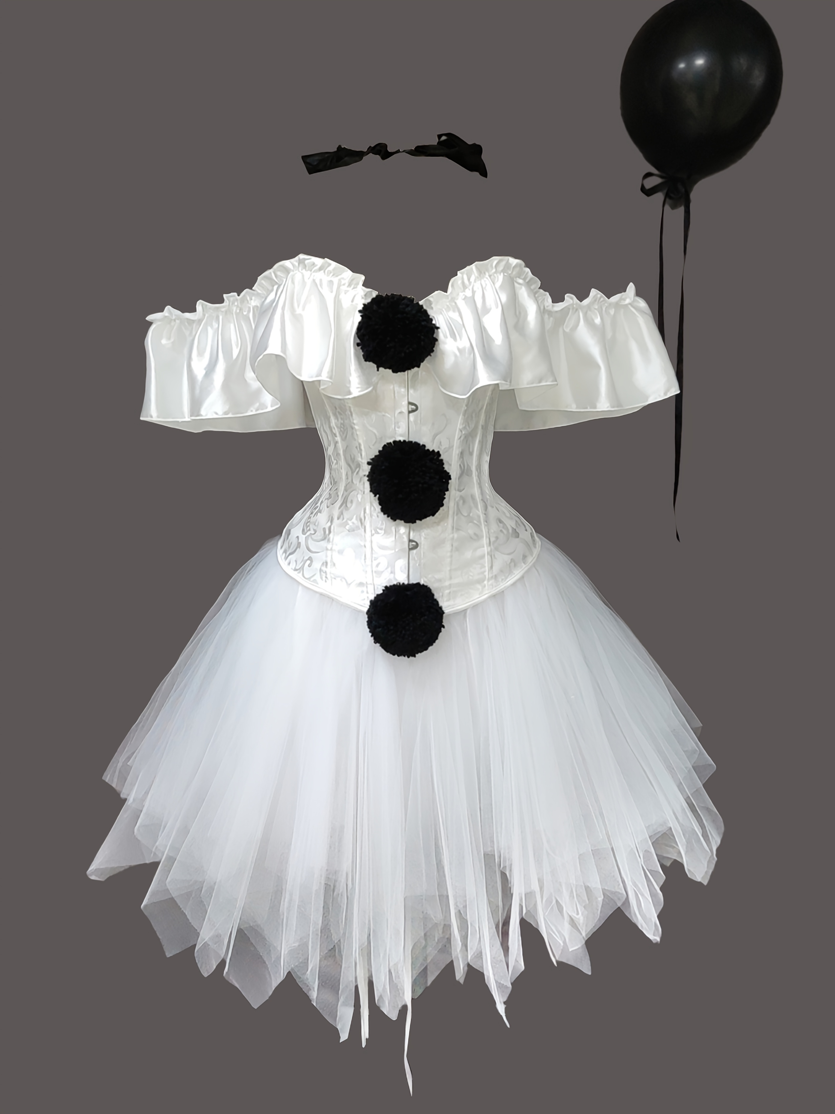 Halloween Clown Costume Set, Black and White Clown Outfit, CORSET, TUTU  Skirt, and Scarf 3pcs Set, Carnival, Elegant Party, Role Play * Costume Set