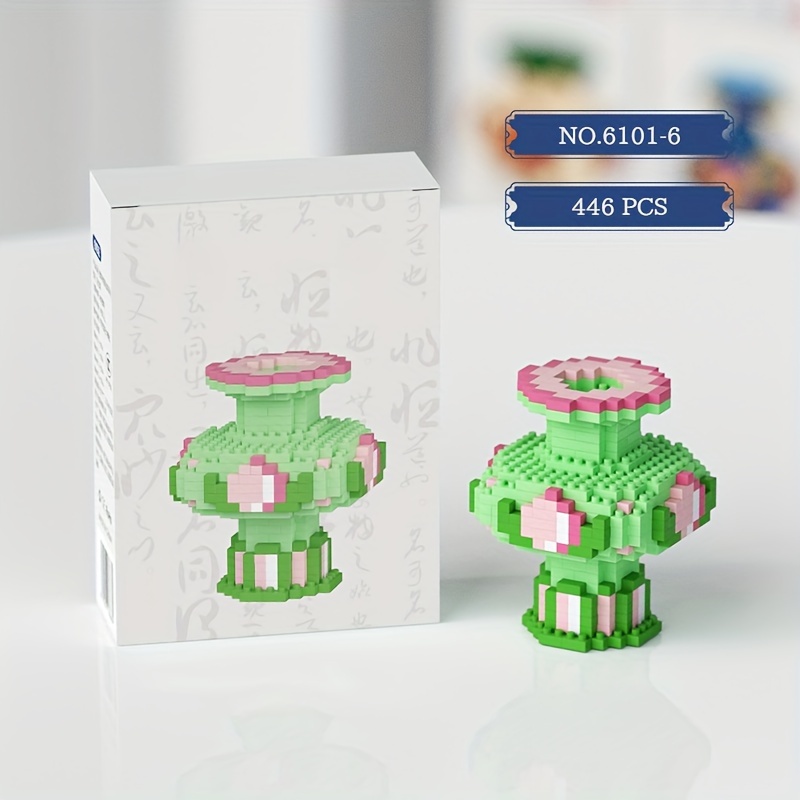 Flower Vase Building Blocks Desktop Decor Christmas Gift Floral Theme