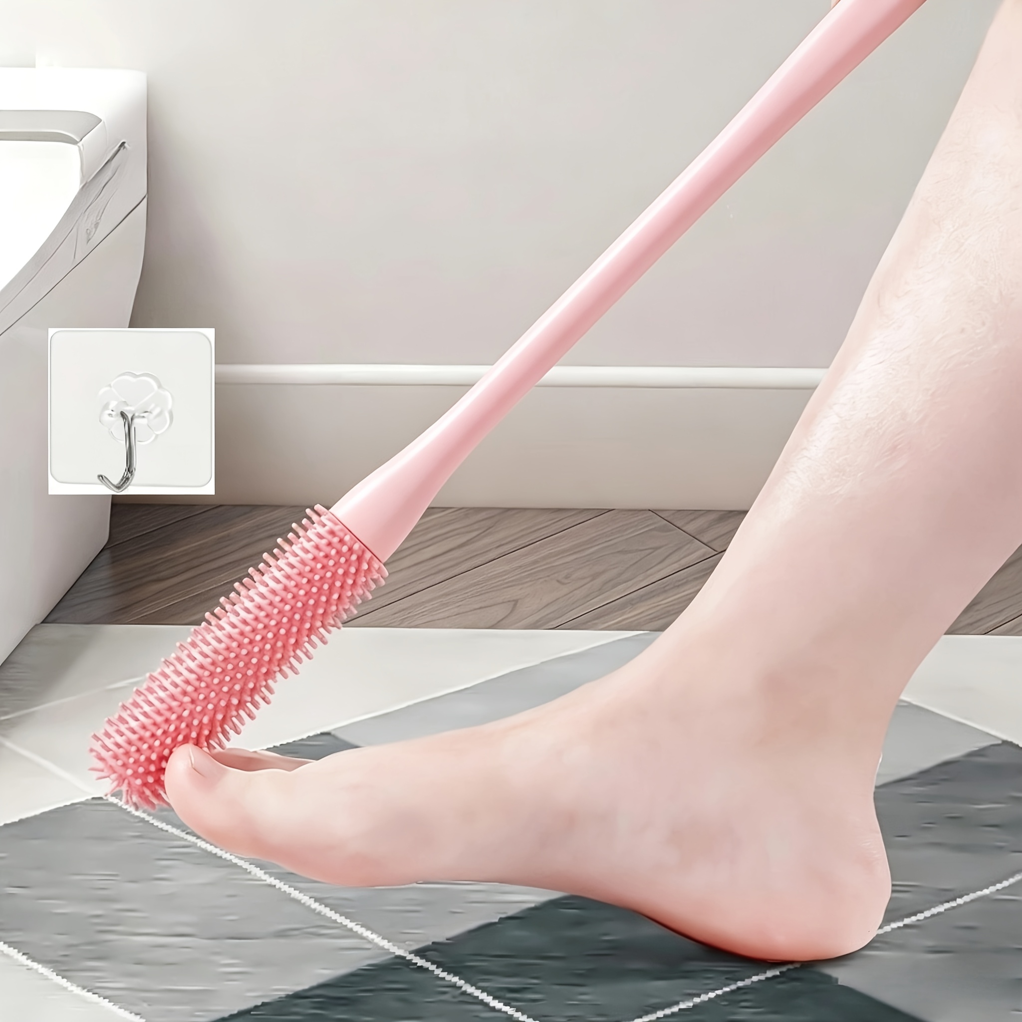 TEMU 2pcs Set: Toe Separator With Hook, Foot Scrubber For Dead Skin And, Toe Separator And Scrubber