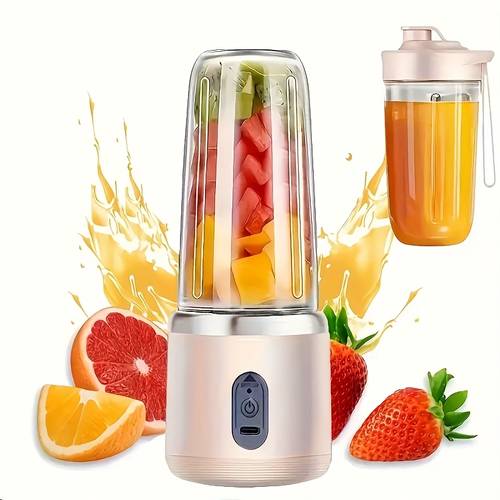 item picture usb rechargeable juicer with 2pcs cups blender fresh juice cup with sports lid 6 blade 2 in 1 multifunctional wireless portable juicer fast juicing making delicate texture blender beverage machine smoothie maker