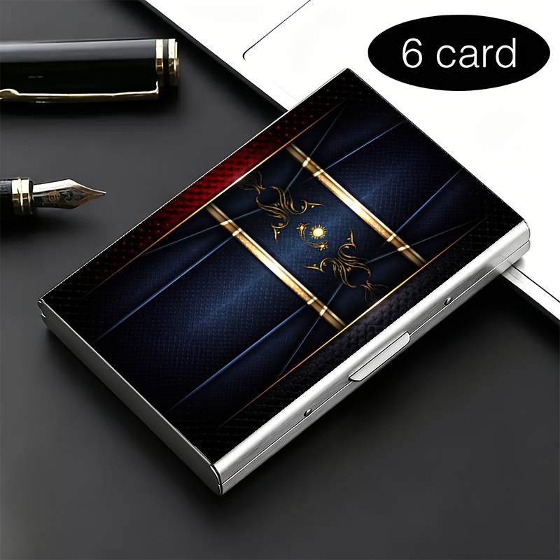 TEMU 1pc High-end Metal Rfid Anti-theft Card Holder Golden Retrostylish Black Metal Wallet With Multi-compartment Design Perfect Gift For Father Day