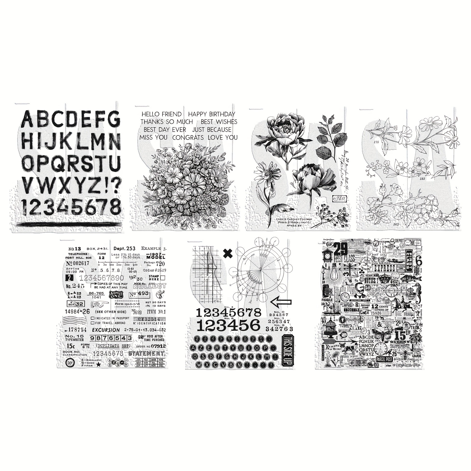 

1pc Floral-themed Transparent Pvc Stamp Set For Scrapbooking & Card Making - Includes Alphabet, Numbers, & Decorative Patterns - Diy Crafts, Magazine Art, & Home Decoration, Scrapbooking Supplies