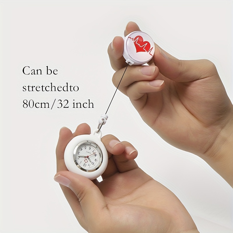赤いハートデザインのナース用懐中時計 引き込み式で簡単に引っ張れるバッジリール シリコンカバー 医療スタッフや医師向けの - Temu Japan
