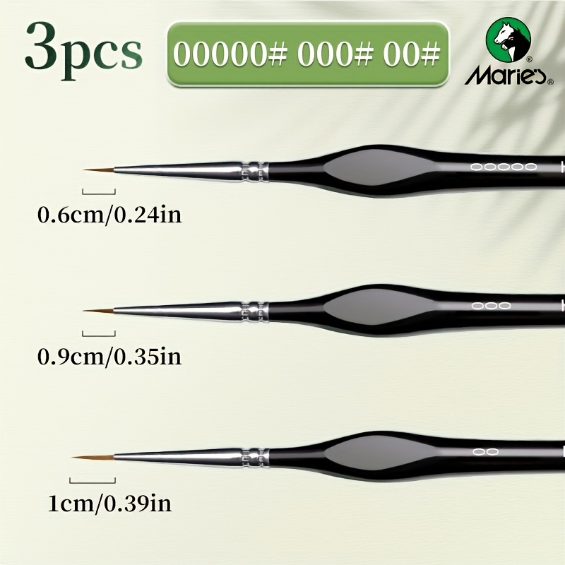 TEMU 3/9/11pcs Marie's Micro Paint Brushes 5/0 3/0 2/0, Miniature Synthetic Model Thin Paintbrushes With Triangular Handles For Acrylic, Professional