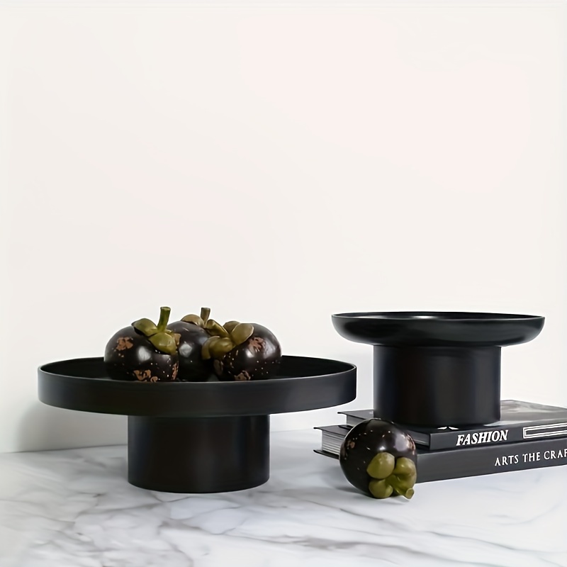 

Plateau Décoratif Circulaire Noir Élégant - pour le Fruit, le Rangement & la Décoration de Comptoir de Cuisine/Salon | Cadeau Idéal pour les Êtres Chers