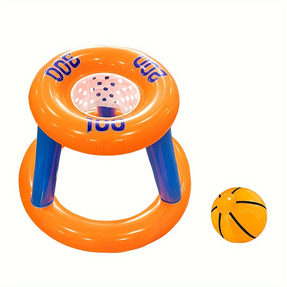 1 Orange Inflatable Basketball Hoop, Pool Party Water Play Toy
