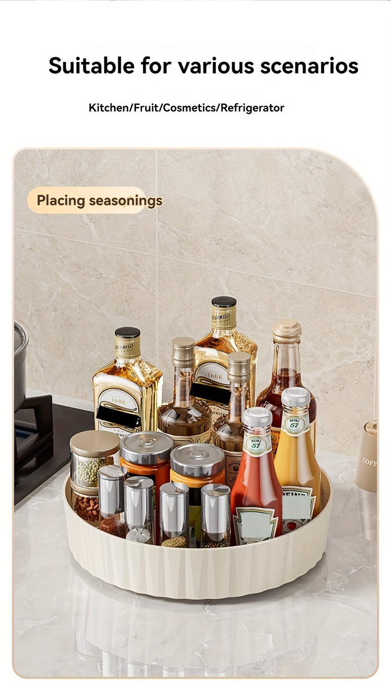 1pc light luxury rotating storage rack kitchen turntable transparent seasoning bottle spice rack living room desktop storage box details 11