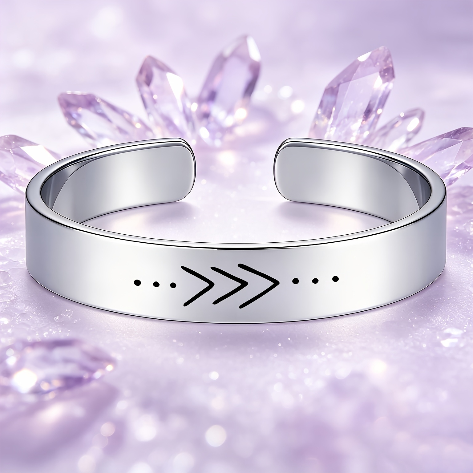 Minimalist Hand-Drawn Line Design Stainless Steel Open Bangle