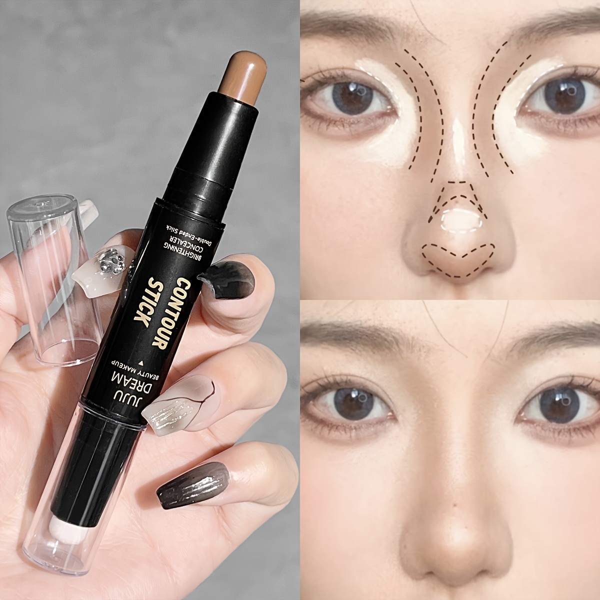 Double-ended Concealer Pen Multi-functional Contour Highlighter Nose Shadow Full Coverage For Marks Dark Circles Brightening Ideal For Christmas