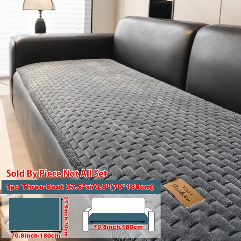 TEMU 1pc Thick Warm Flannel Sofa Cover Suitable For , Retro Anti-slip Couch Cover With Modern Split- & Suitable For Single/3-seater//4-seater Sofas,