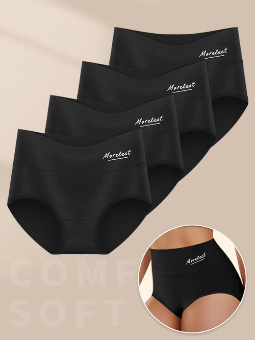 4er-pack damen-slips mit hoher taille, bauchkontroll- & po-hebende form-slips, hohe elastizität, für herbst/winter