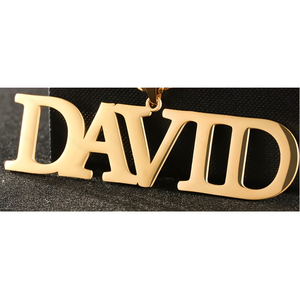 TEMU Personalized 201 Stainless Steel Name Necklace - Custom Pendant, 18k Golden Plated, Fashion Gift For Him