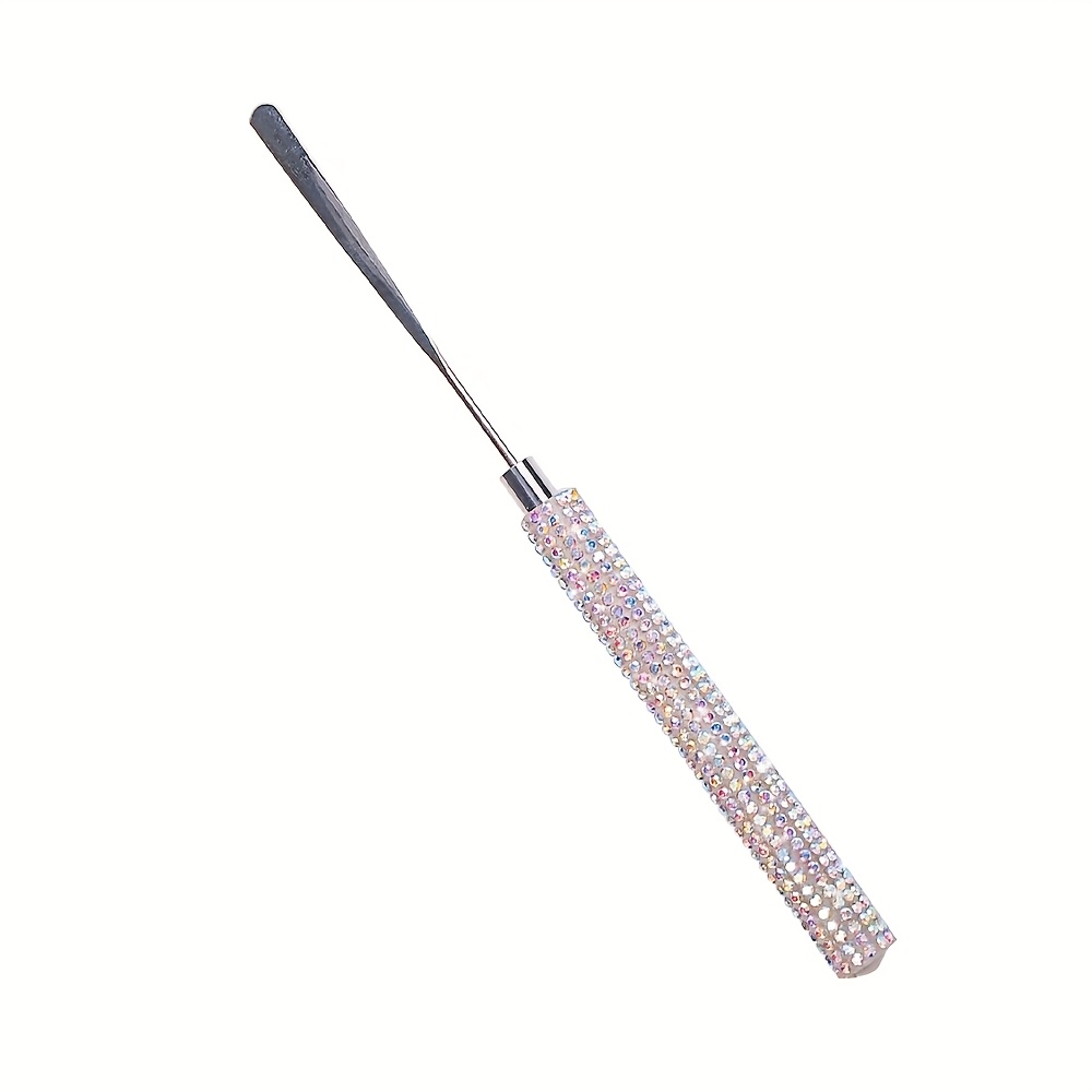 Image of 1pc Full Diamond Glue Adjustment Rod Brush, Acrylic Powder Nail Brush Size, Applicator Sticks Reusable Chrome Glitter Applying Manicure Tool -daub Nail Brush