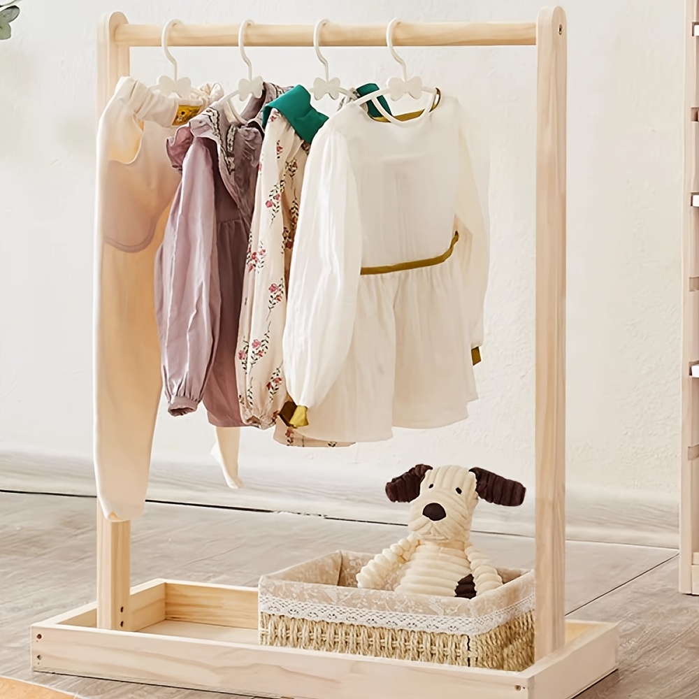 1pc solid wood baby clothes rack wheels polished Temu Austria